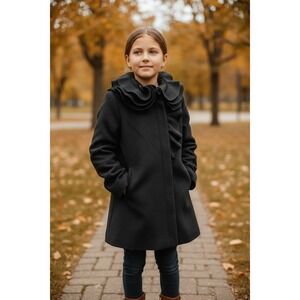 "Rothschild" Girls, Black trench Coat, Size‎ 12, Old Money, Quiet Luxury, Classy